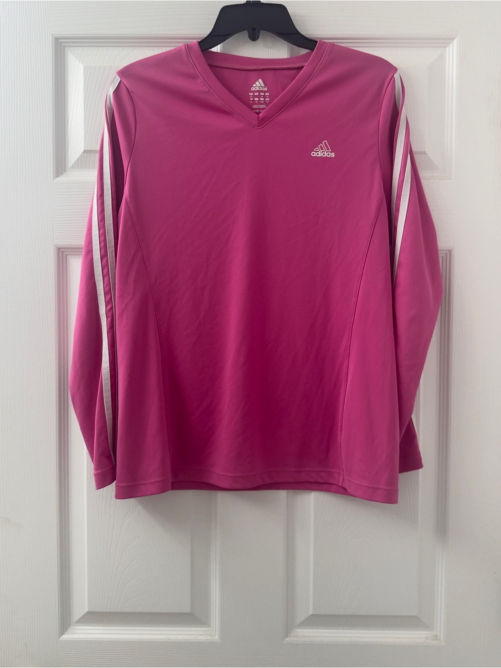 adidas Women’s Hot Pink Long-Sleeve V-Neck Training Shirt